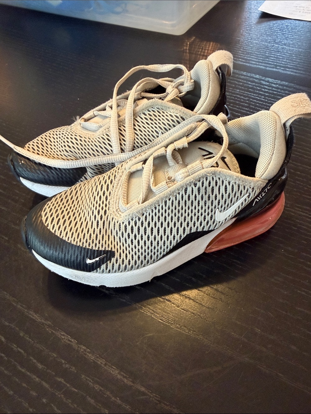 Nike Kids Air Max 270 Sneaker - Beige, Black & Red